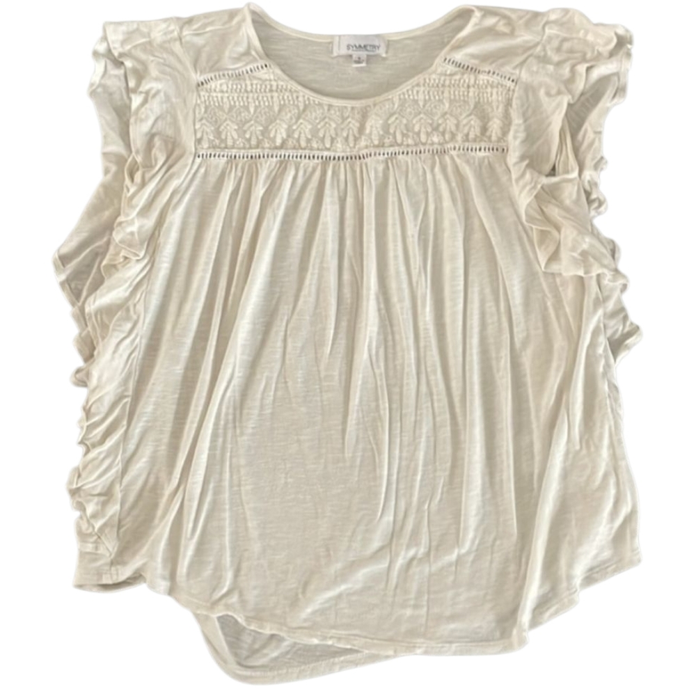 Symmetry Ivory Ruffle Sleeve Blouse EUC